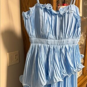 Light Blue Pleated Dress